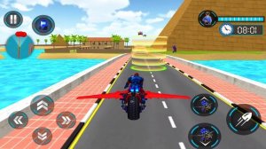 Flying Police Bike Robot Gangster Chase Games _ android gameplay