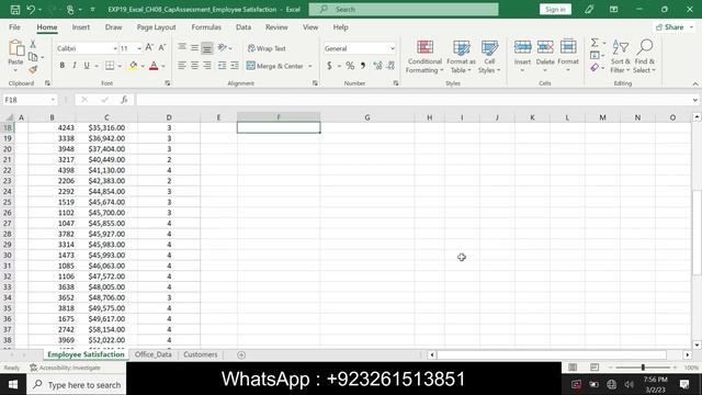 Exp19_Excel_Ch08_CapAssessment_Employee_Satisfaction | Excel Chapter 8 Employee Satisfaction