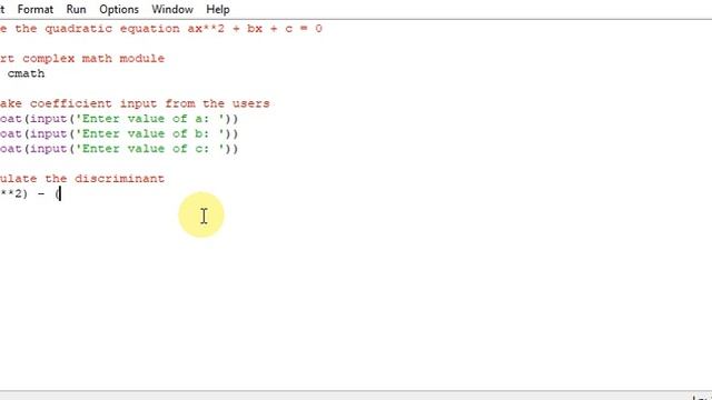 Solve the quadratic equation ax2 + bx + c = 0 in python смотреть онлайн