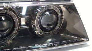 Передние фонари «AGRESSOR» для ВАЗ 2110 (чёрные, хромированные, моноблок) — «Белайс»