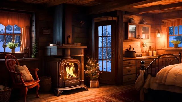 ?24/7 LIVE Blizzard Howling Cold Wind & Crackling Firewood Burning Sounds for Sleep in Cozy Cabin смотреть онлайн