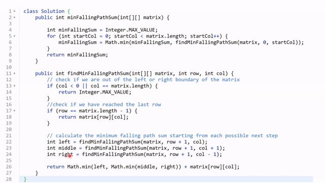 Minimum Falling Path Sum Leetcode 931 Question Java Solution Brute Force and Top Down Approach DP смотреть онлайн