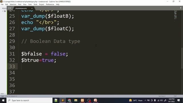 #9 PHP Data Types Tutorial in Hindi | Php data types | Different data types in php