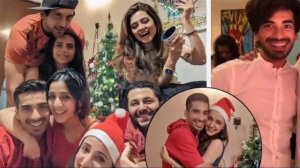 Sanaya irani celebrate Christmas 2023 with Barun sobti Mohit Sehgal Abhaas Mehta after return USA |