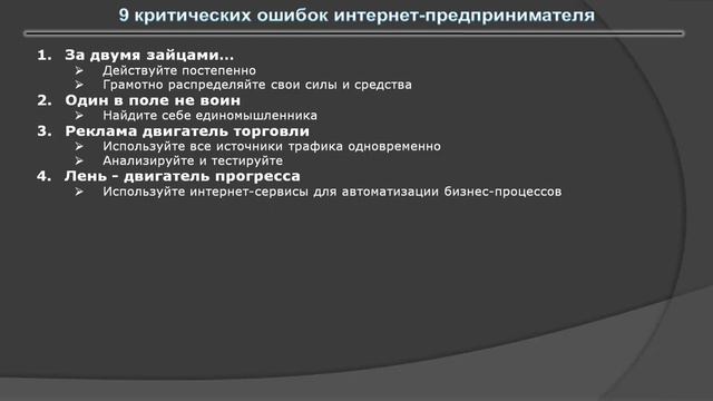 9 критических ошибок интернет-предпринимателя смотреть онлайн