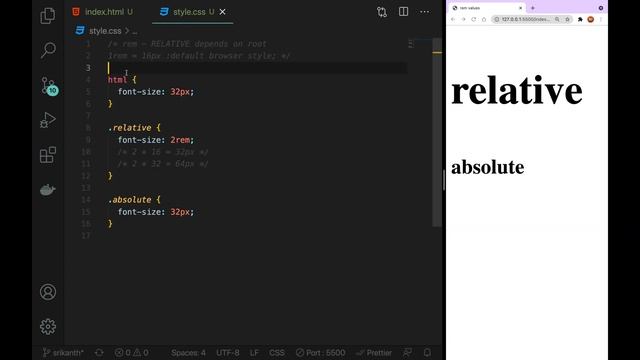 CSS3 Full Course[4K] - 16 | Rem values (37rem) in CSS | CSS Units | తెలుగులో | Srikanth Racharla