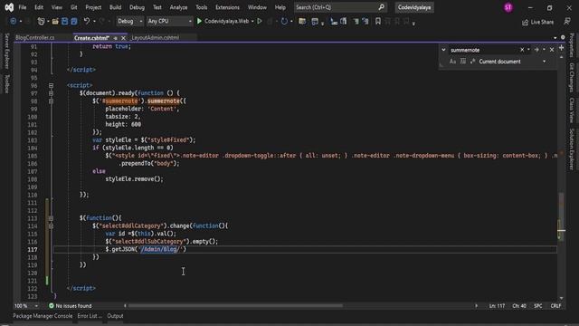 How to use summernote in bootstrap 5 Asp.net Core MVC Part -3 Blog Part -23