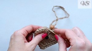 Новый декор для сумки! Объемное вязаное сердце крючком с кистью из джута. Кисточка  из ниток.