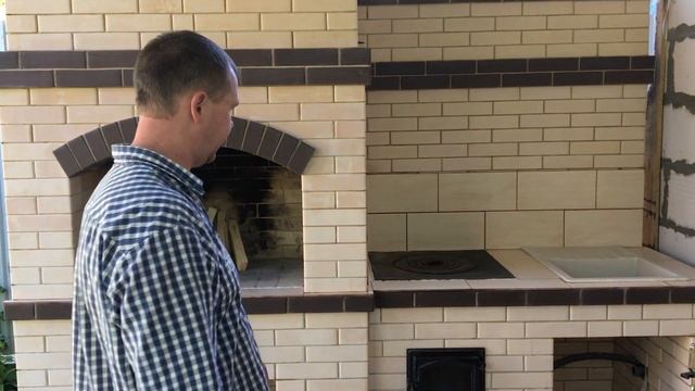 Барбекю из кирпича с печью под казан. смотреть онлайн