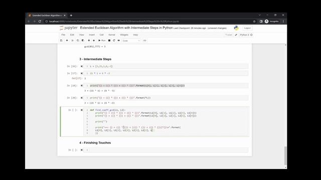 Extended Euclidean Algorithm with Intermediate Steps in Python!