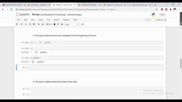 Basic Python Tutorial - 7 ... Strings in Python || Examples | Functions - Len, Strip, Lower, Upper