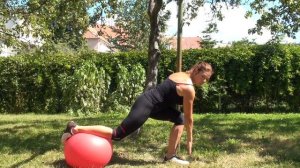 Приседания на одной ноге с опорой на фитбол. Упражнение для ягодиц.