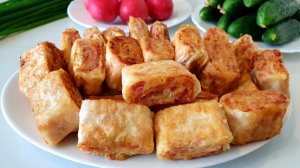 Рулетики из лаваша с колбаской и сыром! Простой быстрый рецепт!