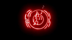 Футаж HD. Звучит музыка. Неоновые ноты. На черном фоне