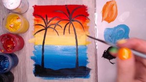 Как нарисовать пальмы на закате