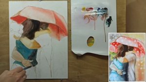 ?"ПОЦЕЛУЙ ПОД ЗОНТОМ"/ Как нарисовать маслом картину/живопись/ Марина Бердник