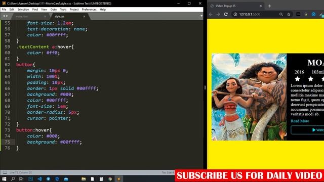 Responsive Video Popup on Click using HTML CSS3 & Javascript
