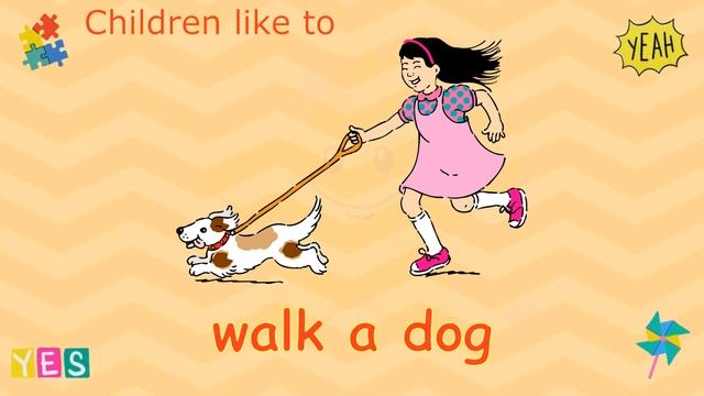 Hobbies and Interests of Children.  What do Children Like Doing? The Present Continuous Tense.