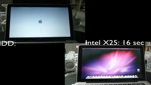Booting MacBook: Intel X25 vs. Traditional harddrive смотреть онлайн