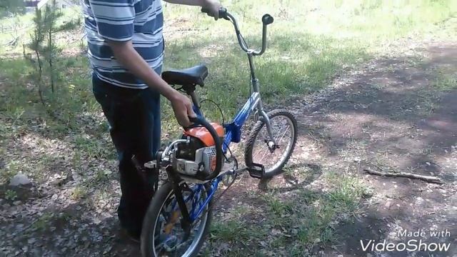 Велосипед с двигателем от бензопилы. Самодельный мотовелосипед.