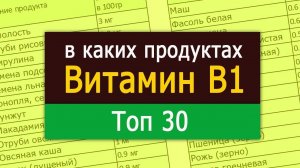 Где Витамин B1, Тиамин. Продукты Содержащие Витамин B1