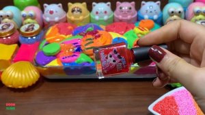 SATISFYING WITH CLAY PIPING BAG & GLITTER | Mixing Random Things Into GLOSSY Slime #2002