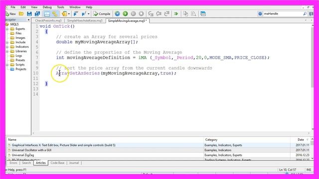MQL5 Tutorial - Simple Moving Average Robot