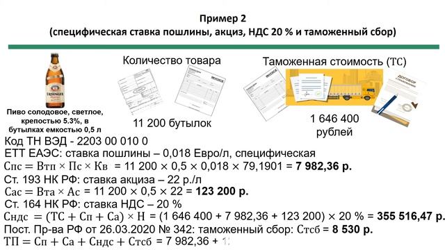 Таможенные платежи: примеры решения задач