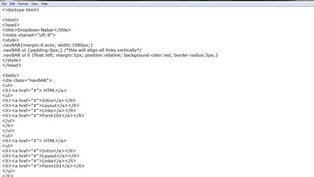 How To Create a Drop-down Navigation Bar With Notepad in HTML