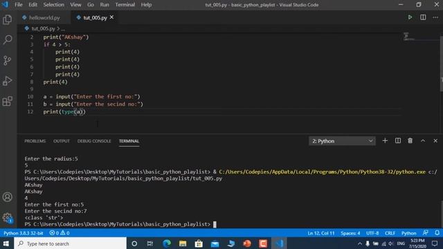 python for beginners in hindi 2020 | how to use input in python 3 | python indentation | tutorial #