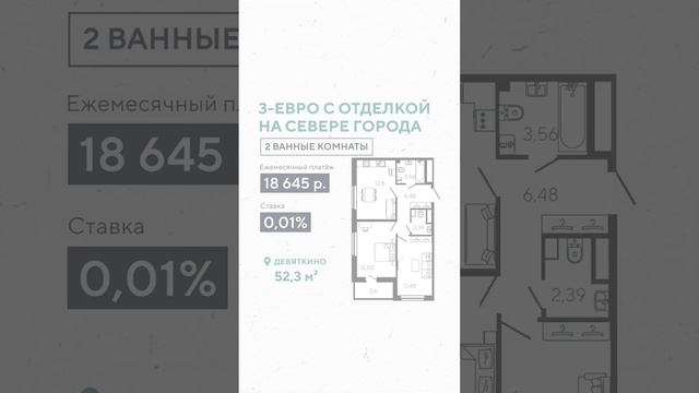 ⚡️52,3 м² за 18.645 руб/мес. в СПб