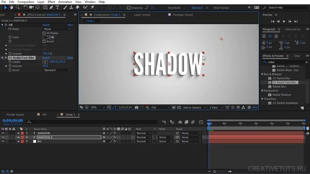 Создание тени от текста в After Effects (Shadow from text in After Effects)