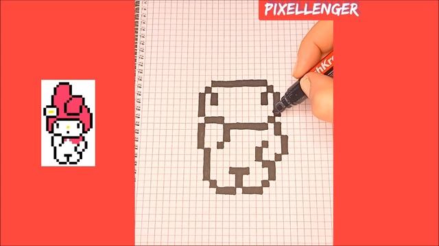 Зайка из аниме мультика Май Мелоди Как рисовать по клеточкам Простые рисунки How to Draw Pixel Art