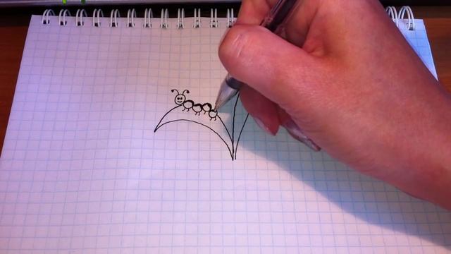 Простые рисунки #40. Гусеница на листочке. смотреть онлайн
