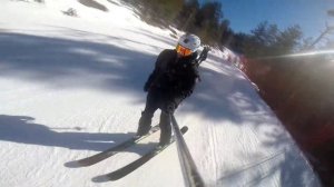 Архыз полный спуск,  Go Pro 3+ синяя трасса, лыжи, горы, снег 2015 г.