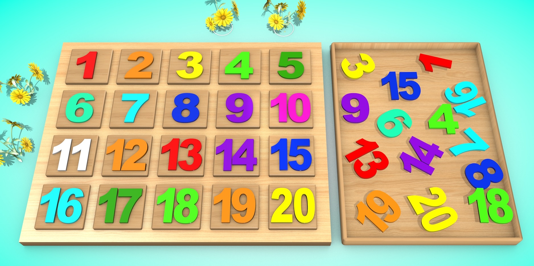 Учимся считать от 1 до 20. Детское видео считалочка с цветными цифрами