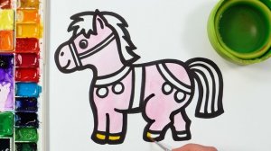 Рисуем и раскашиваем лошадку\\ Рисование для девочек! Давайте рисовать вместе!