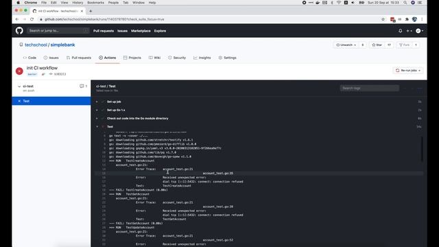 [Backend #10] Setup Github Actions for Golang + Postgres to run automated tests смотреть онлайн