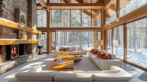 Cozy Winter Ambience | Snowy Day Relaxing Ambience | Winter Wind ASMR and Fireplace Crackling ASMR