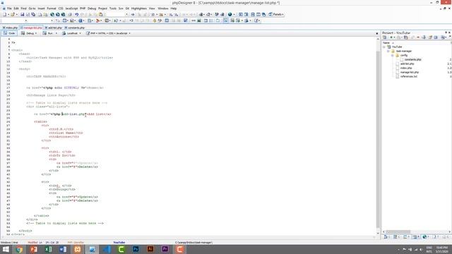 2.TASK MANAGER - Insert and Display Lists (PHP MySQL Project Tutorial)