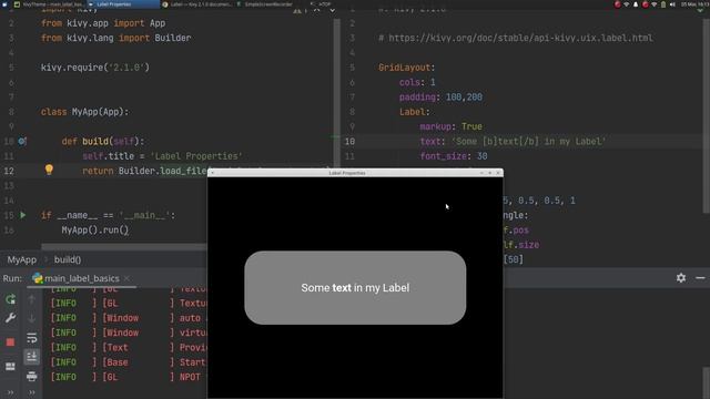 Python Kivy Tutorial: how to use Markup for Labels for easier formatting - Tutorial part 4