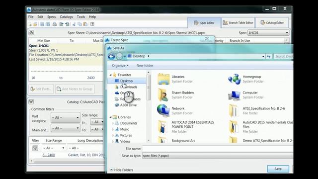 AutoCAD Plant 3D Opening and Creating a New Spec in the Spec Editor