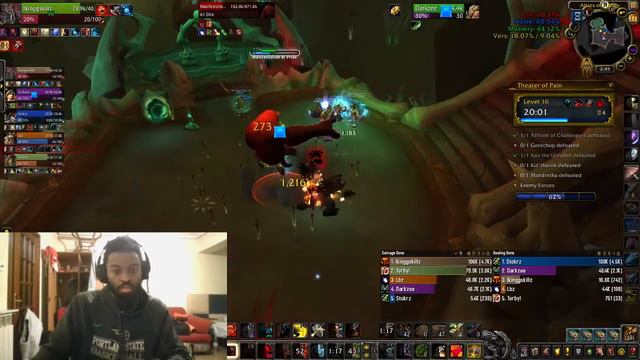 221 Fury Warrior Pushing Mythic+ Theater of Pain 16+! 9.0 WoW Shadowlands
