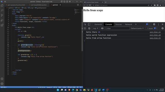 Ep4 - Exploring Scopes, Closures and Functions: JavaScript Fundamentals