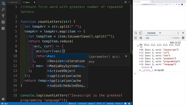 Javascript Challenges - Counting Letters