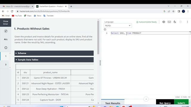 SQL Intermediate Certification on Hacker rank || Find the List of Products which were not Sold ?
