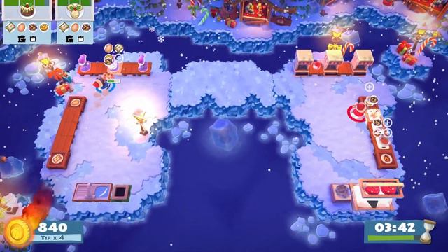 Overcooked 2 / Kevin's Christmas Cracker / Level 1 - 2 / 4 Stars / 2 Players смотреть онлайн