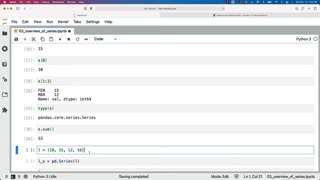 Programming Essentials Python - Overview of Pandas Libraries - Overview of Series
