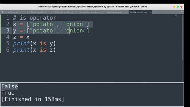 Identity Operator - Python | Python Tutorial For Beginners | Python Operators | CodeWithRonny