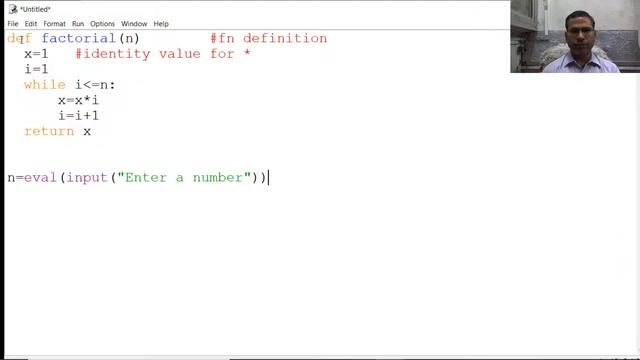 Factorial program in Python in English
